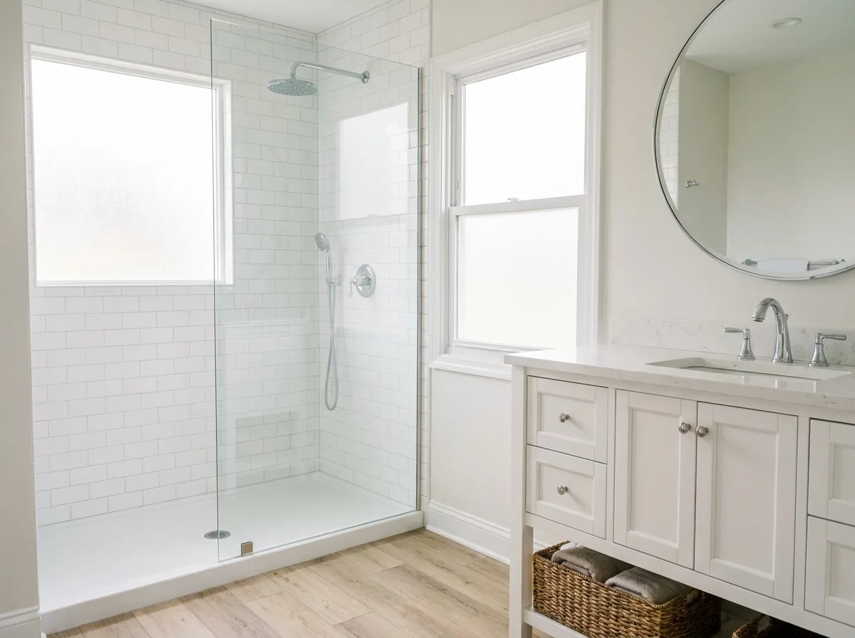Clean modern affordable bathroom remodel